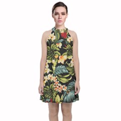 Jungle Velvet Halter Neckline Dress 