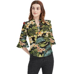 Jungle Loose Horn Sleeve Chiffon Blouse