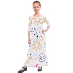 Pattern Mystic Kids  Quarter Sleeve Maxi Dress