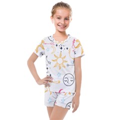 Pattern Mystic Kids  Mesh Tee And Shorts Set