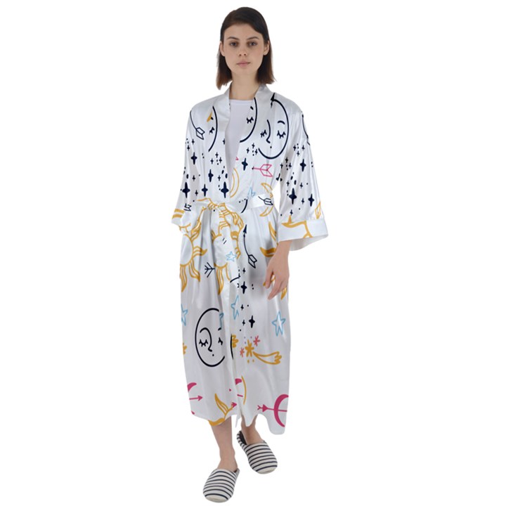 Pattern Mystic Maxi Satin Kimono