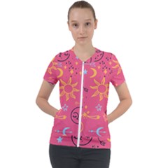 Pattern Mystic Color Short Sleeve Zip Up Jacket