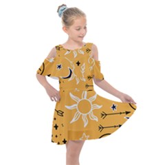 Pattern Mystic Color2 Kids  Shoulder Cutout Chiffon Dress