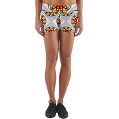 Mandala Modern Forme Geometrique Yoga Shorts by byali