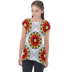 Mandala Modern Forme Geometrique Cap Sleeve High Low Top by byali