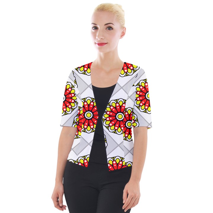 Mandala Modern Forme Geometrique Cropped Button Cardigan