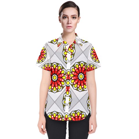 Mandala Modern Forme Geometrique Women s Short Sleeve Shirt by byali