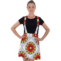 Mandala Modern Forme Geometrique Velvet Suspender Skater Skirt by byali