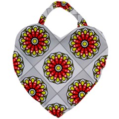 Mandala Modern Forme Geometrique Giant Heart Shaped Tote by byali