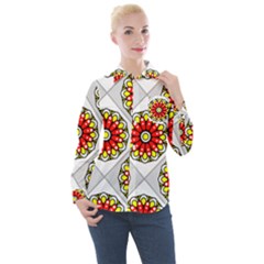 Mandala Modern Forme Geometrique Women s Long Sleeve Pocket Shirt