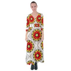 Mandala Modern Forme Geometrique Button Up Maxi Dress by byali