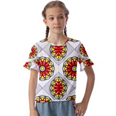 Mandala Modern Forme Geometrique Kids  Cuff Sleeve Scrunch Bottom Tee