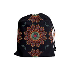 Colored Mandala Dark 2 Drawstring Pouch (large) by byali