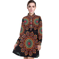 Colored Mandala Dark 2 Long Sleeve Chiffon Shirt Dress by byali