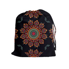 Colored Mandala Dark 2 Drawstring Pouch (xl) by byali