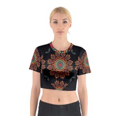 Colored Mandala Dark 2 Cotton Crop Top by byali