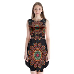 Colored Mandala Dark 2 Sleeveless Chiffon Dress   by byali