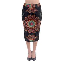 Colored Mandala Dark 2 Midi Pencil Skirt