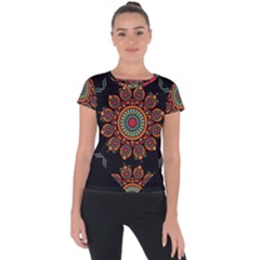 Colored Mandala Dark 2 Short Sleeve Sports Top  by byali