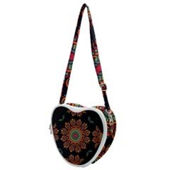 Colored Mandala Dark 2 Heart Shoulder Bag by byali