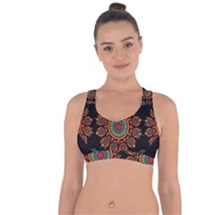 Colored Mandala Dark 2 Cross String Back Sports Bra by byali