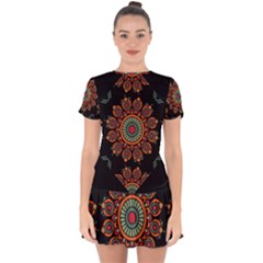 Colored Mandala Dark 2 Drop Hem Mini Chiffon Dress by byali