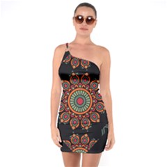 Colored Mandala Dark 2 One Soulder Bodycon Dress by byali