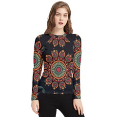 Colored Mandala Dark 2 Women s Long Sleeve Rash Guard