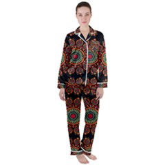 Colored Mandala Dark 2 Satin Long Sleeve Pajamas Set by byali