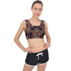 Colored Mandala Dark 2 V-back Sports Bra by byali