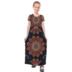 Colored Mandala Dark 2 Kids  Short Sleeve Maxi Dress by byali