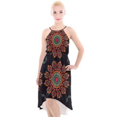 Colored Mandala Dark 2 High-low Halter Chiffon Dress  by byali