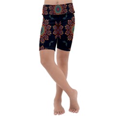 Colored Mandala Dark 2 Kids  Lightweight Velour Cropped Yoga Leggings by byali