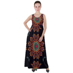 Colored Mandala Dark 2 Empire Waist Velour Maxi Dress