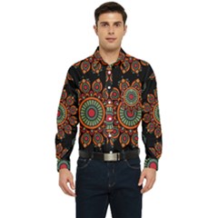 Colored Mandala Dark 2 Men s Long Sleeve Pocket Shirt  by byali