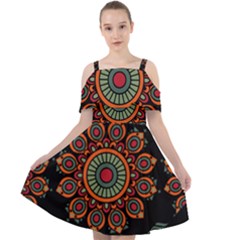 Colored Mandala Dark 2 Cut Out Shoulders Chiffon Dress by byali