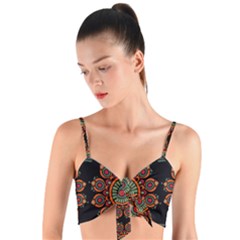 Colored Mandala Dark 2 Woven Tie Front Bralet by byali