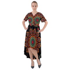 Colored Mandala Dark 2 Front Wrap High Low Dress by byali