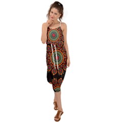 Colored Mandala Dark 2 Waist Tie Cover Up Chiffon Dress by byali