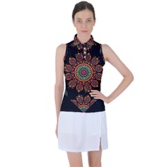 Colored Mandala Dark 2 Women s Sleeveless Polo Tee by byali