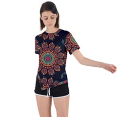 Colored Mandala Dark 2 Asymmetrical Short Sleeve Sports Tee by byali