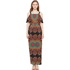 Colored Mandala Dark 2 Draped Sleeveless Chiffon Jumpsuit