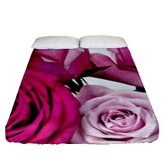 Magenta Roses Fitted Sheet (queen Size) by kaleidomarblingart