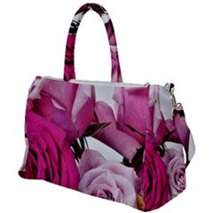 Magenta Roses Duffel Travel Bag by kaleidomarblingart