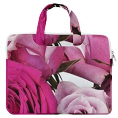 Magenta Roses Macbook Pro Double Pocket Laptop Bag by kaleidomarblingart