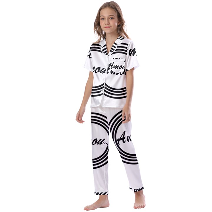 AMOUR Kids  Satin Short Sleeve Pajamas Set