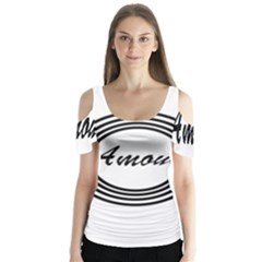 Amour Butterfly Sleeve Cutout Tee 