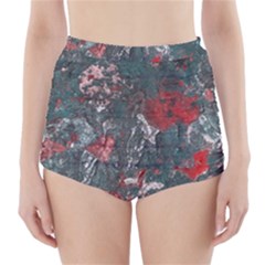 Multicolored Surface Texture Print High-waisted Bikini Bottoms