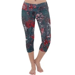 Multicolored Surface Texture Print Capri Yoga Leggings by dflcprintsclothing