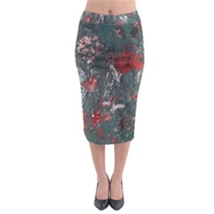 Multicolored Surface Texture Print Midi Pencil Skirt